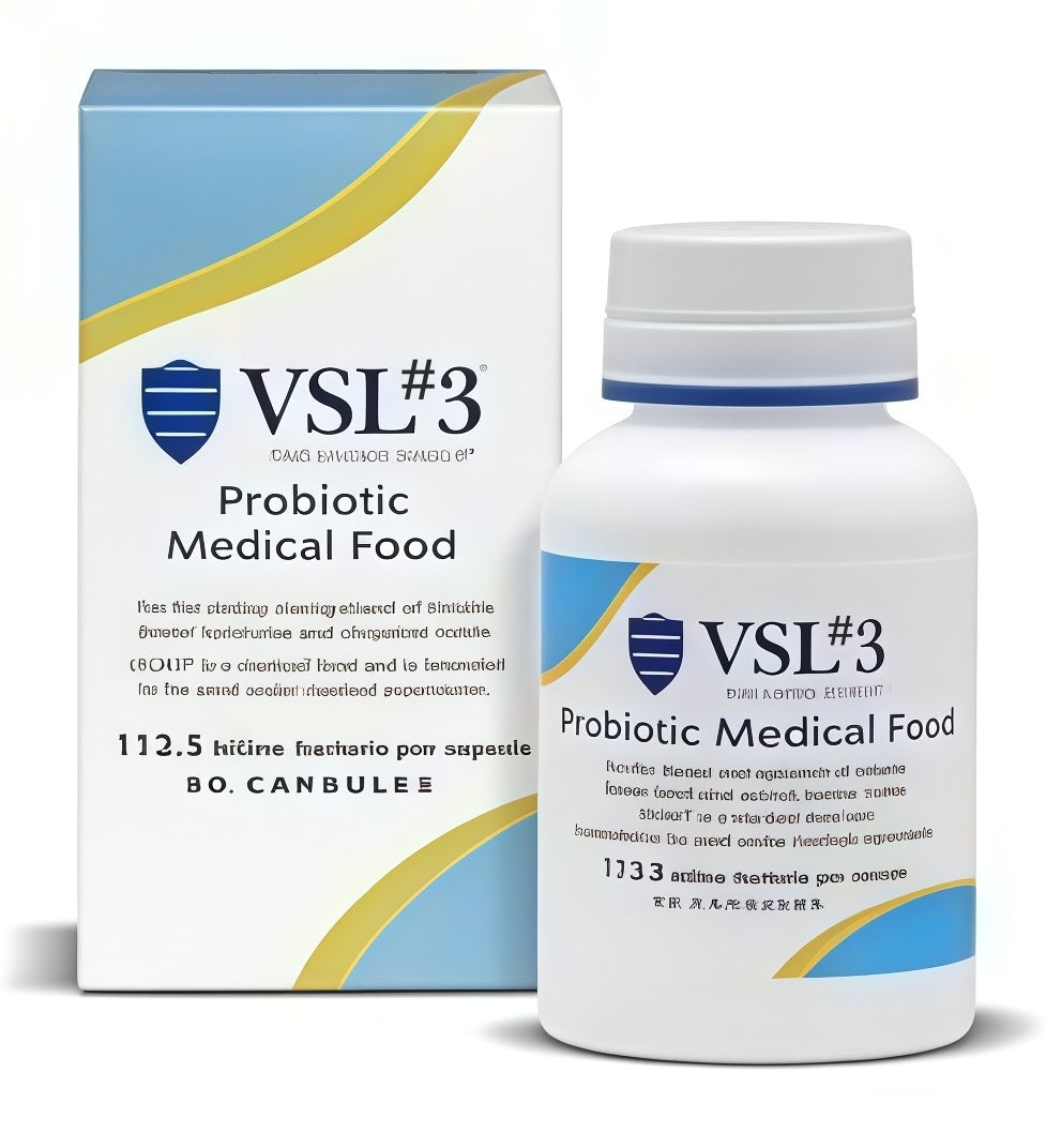 VSL #3® Probiotics for Digestive Health, IBS & UC Symptoms - 112.5B CFUs, High-Potency, Multi-Strain, Live, Refrigerated Probiotic, Medical Food for Gut Health Support in Men & Women, 60 Capsules